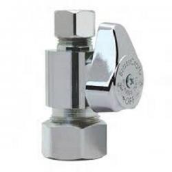 QUARTER TURN STRAIGHT STOP 1/2 INCH NOM COMPRESSION X 3/8 INCH OD COMPRESSION CHROME