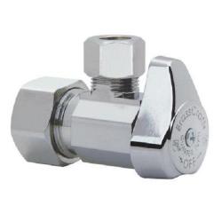 QUARTER TURN ANGLE STOP 1/2 INCH NOM COMPRESSION X 3/8 INCH OD COMPRESSION CHROME