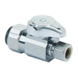 QUARTER TURN STRAIGHT STOP 1/2 NOM PUSH CONNECT X 3/8 INCH OD COMPRESSION CHROME