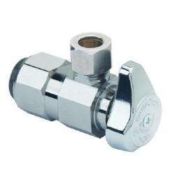 QUARTER TURN ANGLE STOP 1/2 NOM PUSH CONNECT X 3/8 INCH OD COMPRESSION CHROME