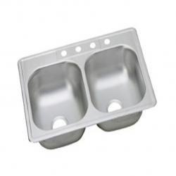 D-23321-4 DAYTON 33" X 21-1/4" X 6-9/16" 4-HOLE EQUAL DOUBLE BOWL DROP-IN SINK